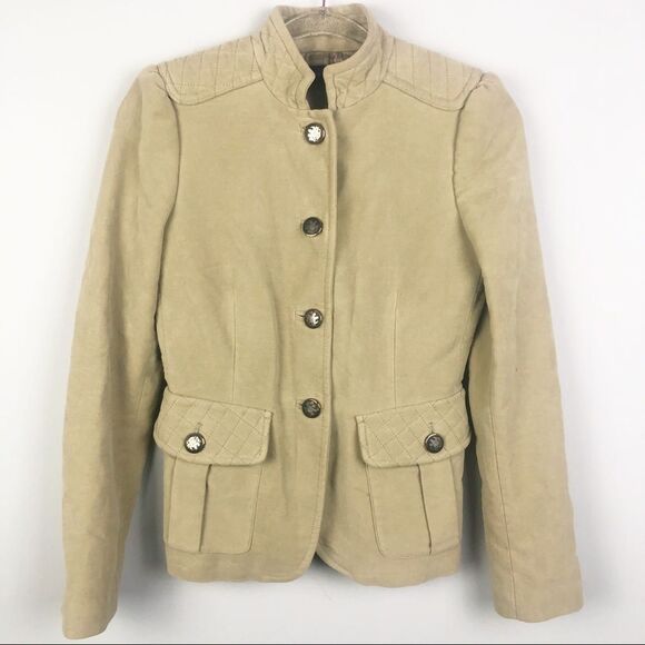 ZARA | Tan Velvet Button Front Blazer Jacket Small - Picture 1 of 12